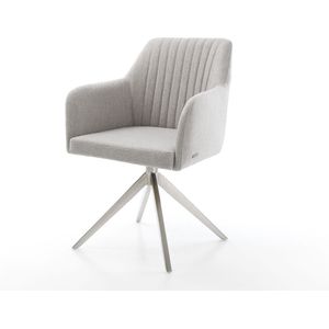 Gestoffeerde-stoel Greg-Flex kruisframe breed roestvrij staal stripes lichtgrijs pocketveer kern