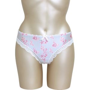 Freya - Katie Blossom - grijs met wit gestreepte string met een roze bloem- maat XS / 34