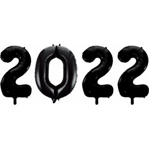Folieballon 2022 zwart 86cm | Oud & Nieuw Versiering | Nieuwjaar ballonnen