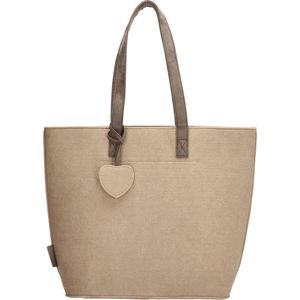 Beagles VILTEN Shopper Schoudertas Beige Vilt met Rits TRENDY