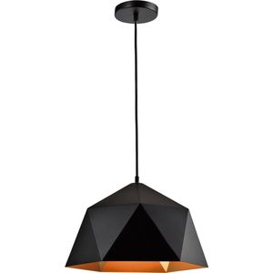 QUVIO Hanglamp modern / Plafondlamp / Sfeerlamp / Leeslamp / Eettafellamp / Verlichting / Slaapkamer lamp / Slaapkamer verlichting / Keukenverlichting / Keukenlamp - Hoekig design - Diameter 33 cm - Zwart