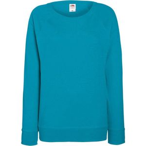 Fruit OF The Loom Dames Getailleerd lichtgewicht raglan sweatshirt (240 GSM) (Azure Blauw)