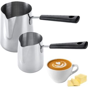 2 stuks melkkan, melkkan 350 ml/650 m, Turkse koffiepot, roestvrijstalen melkkan met lange steel