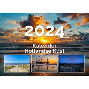 Kalender Hollandse kust - Maandkalender 2024 - 12 foto's van strand, zee en duinen - wandkalender met weeknummers