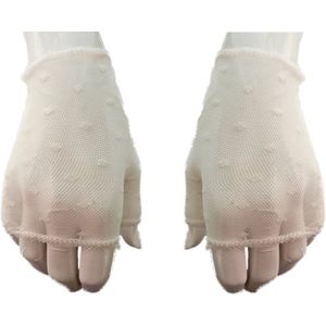 Handschoenen kant wit stip onesize Elastische vingerloze handschoen feest gothic