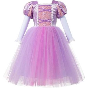 Prinses - Luxe jurk - Prinsessenjurk - roze/paars - Verkleedkleding - Maat 134/140 (140) 8/9 jaar