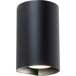QAZQA sabbir - Design Dimbare LED Smart Wandlamp incl. wifi met Dimmer Up Down voor binnen - 2 lichts - D 8.4 cm - Zwart - Woonkamer | Slaapkamer | Keuken