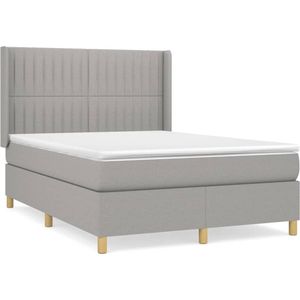 vidaXL - Boxspring - met - matras - stof - lichtgrijs - 140x190 - cm