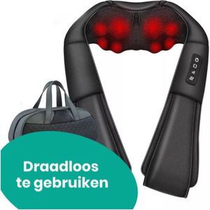 Shiatsu nek massage apparaat - Elektrisch massagekussen - Nekmassage schouders en rug - 3 snelheden - Infrarood warmte - Zwart