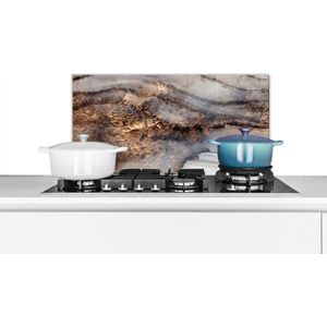 Spatscherm keuken - Marmer print - Goud - Abstract - Spatwand - Keuken achterwand - Keuken - 70x30 cm - Spatscherm