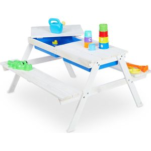Relaxdays picknicktafel kinderen - speeltafel tuin - zand- en watertafel - waterspeeltafel