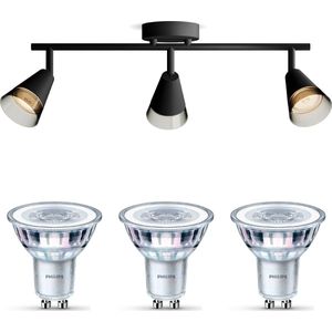 Philips Cleft Opbouwspot (Zwart) - Warmwit Licht - Plafondspot met 3 Lichtpunten - GU10 - SceneSwitch - Eenvoudig Dimbaar met Je Klassieke Schakelaar