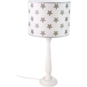 Staande lamp - Bureaulamp - Kinderlamp - Wit - Sterren - Hout - Lampenkap