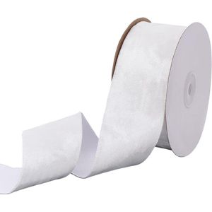 Wit Fluwelen Lint 5 cm breed - Handgemaakt Fluwelen Stof - Enkele Gezicht Effen Fluwelen Lint - Voor Kransen Bloem Boeket - Fotografie Jurk Sjerp - Feest Bruiloft Decoraties