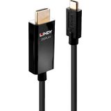 LINDY 43291 USB-C-displaykabel Aansluitkabel USB-C stekker, HDMI-A-stekker 1.00 m Zwart