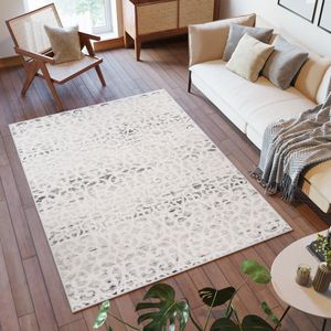 Tapiso Troya Vloerkleed Woonkamer Slaapkamer Licht Creme Design Eyecatcher Interieur Woonsfeer Modern Stijlvol Trendy Duurzaam Hoogwaardig Tapijt Maat - 160x220