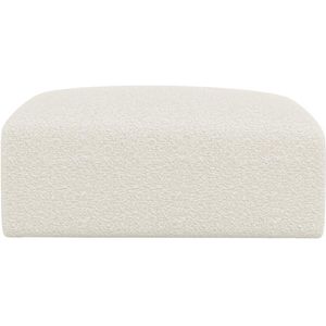 Vente-unique Witte poef van boucléstof POGNI van Maison Céphy L 75 cm x H 45 cm x D 75 cm