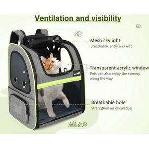 reistas voor katten en honden, uittrekbaar, opvouwbaar, maximale draaglast 8 kg, voor reizen in de trein, auto, restaurant, vliegtuig, grijs (grijs, doorzichtig venster)