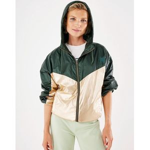 Loose Fit Shiny Jacket Dames - Donker Groen - Maat M
