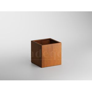 Adeqo cortenstaal plantenbak vierkant met bodem 60 x 60 x 60 cm - bloembak cortenstaal - voortuin - buiten