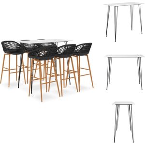 vidaXL Barset Modern Wit - MDF - Metaal - 120x60x105cm - Zwart PP - Metaal - 48x47.5x95.5cm - Set tafel en stoelen