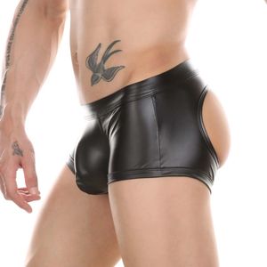 Boxer-Open butt-Heren-Sexy-Opwindend-Latex-Sexy-Lingerie-Goedkoop-Mannen-Kunstleer