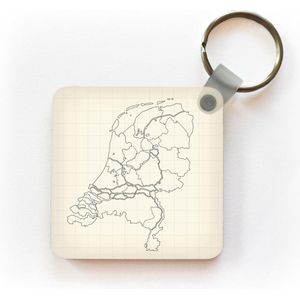 Sleutelhanger - Uitdeelcadeautjes - Illustratie van een oude kaart van Nederland - Plastic