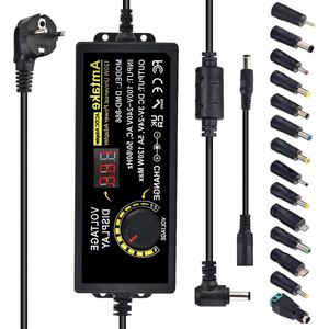 Universele voedingsadapter - Instelbaar - 3V-24V - 5A - 120W - Met LED-spanningsweergave - 55 x 25 mm - 14 tips - Voor huishoudelijke elektronica