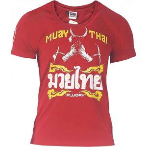 Fluory Mongkon Muay Thai Fighter T-Shirt Rood maat XXXL