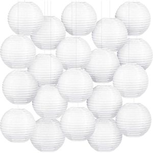 Lampion 20 stuks papieren lantaarns wit 20 cm lampenkap rond bruiloften verjaardagen