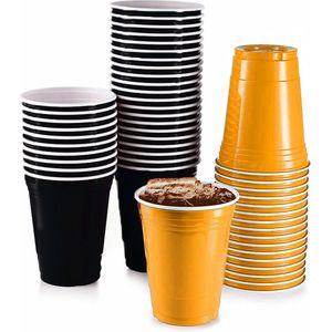 Black Cups & Gold Cups- 50 stuk(s) - Beerpong Drankspel - Plastic Bekers