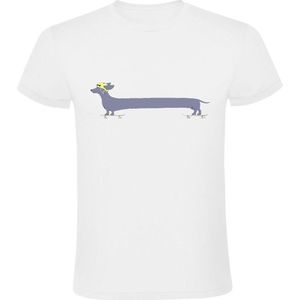 Teckel op skateboard Heren T-shirt | hond | dog | huisdier | dierendag | skaten | grappig