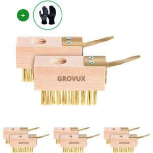 Grovux® Onkruidborstel - 6 STUKS - Onkruidverwijderaars - Onkruidtrekker - Onkruidbestrijding – Onkruidkrabber - Voegenborstel - Voegenreiniger - Staalborstel - Incl. Tuinhandschoenen