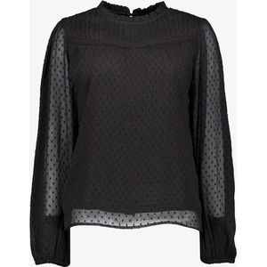 TwoDay dames blouse met doorzichtig bovenlaag - Zwart - Maat XL