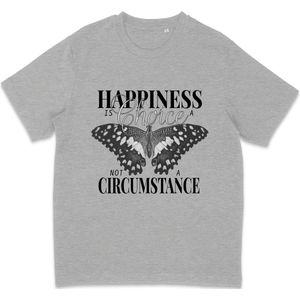 Dames en Heren T Shirt - Happiness is a Choice - Vlinder - Grijs - XXL