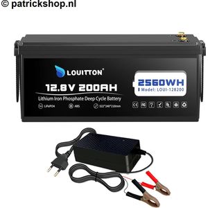 12V 200AH 2560WH LifePo4 Accu met BMS inclusief lader