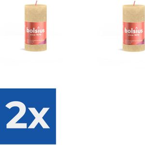 Bolsius - Rustiek stompkaars shine 100 x 50 mm Oat beige kaars - Voordeelverpakking 2 stuks