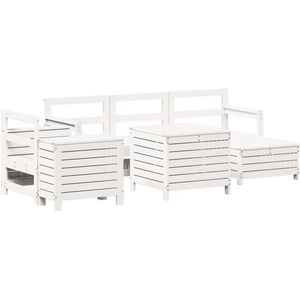 vidaXL Loungeset 7-delig - Wit - Massief Grenenhout Loungeset - Tuinset - Buitenmeubels - Hout - Grenenhout
