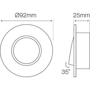 LED Line - OP=OP Inbouwspot Zwart geborsteld aluminium rond - kantelbaar - zaagmaat 80mm - buitenmaat 92mm