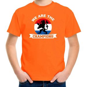 Oranje fan t-shirt voor kinderen - we are the champions - Holland / Nederland supporter - EK/ WK shirt / outfit 122/128