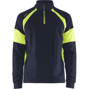 Blaklader Sweatshirt met High Vis zones 3550-1158 - Marine/High Vis Geel - M