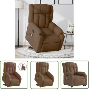 The Living Store Sta-op-massagestoel verstelbaar stof bruin - Verstelbare Stoel - Massagerstoel - Ergonomische Stoel - Sta-op Stoel - Relaxfauteuil