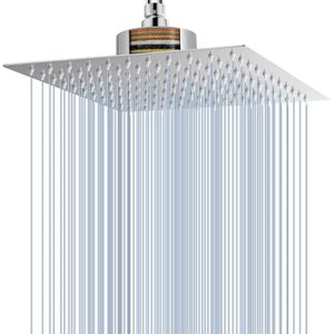 Regendouchekop met gefilterde krachtige grote regendouchekoppen van roestvrij staal watervalfilter voor hard water (30 cm chroom)