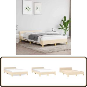 vidaXL Bedframe - 120x200 cm - Crèmekleurig - Stof Slaapkamer Meubels - Bed Frame - Boxspring Frame - Tweepersoons Bed - Creme Kleur