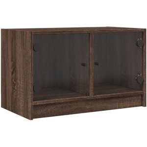 The Living Store Tv-meubel met glazen deuren 68x37x42 cm bruineikenkleurig - Tv-meubel - Tv-meubelen - Tv-standaard - Televisiemeubel