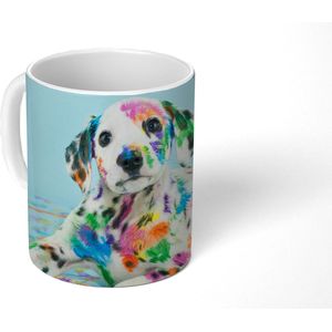 Mok - Koffiemok - Hond - Verf - Blauw - Mokken - 350 ML - Beker - Koffiemokken - Theemok