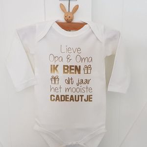 Rompertje baby met tekst opa en oma opdruk cadeau jongen meisje zwangerschap bekendmaking bekendmaken aankondiging zwangerschapsaankondiging - geboorte jullie worden vertellen kraamcadeau babyshower verwachting