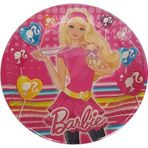 Barbie - borden - 8 stuks - 23 cm ø - karton - Roze - party - kinderfeestje - verjaardag