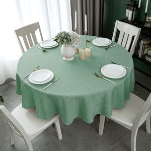 Tafelkleed, minimalistisch tafelkleed van polyester, met lotuseffect, 120 cm, linnen imitatie, waterafstotend, afwasbaar, rond, groen, tafellinnen voor eettafel, thuis, bruiloft, festival