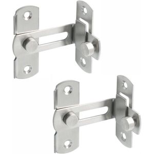90° Schuifdeur Slot - 2 stuks - Schuifdeur Grendel - RVS haakse grendel - Beveiligingsslot - Anti Diefstal schuifdeurslot - Voor deuren, ramen, schuifdeuren - L